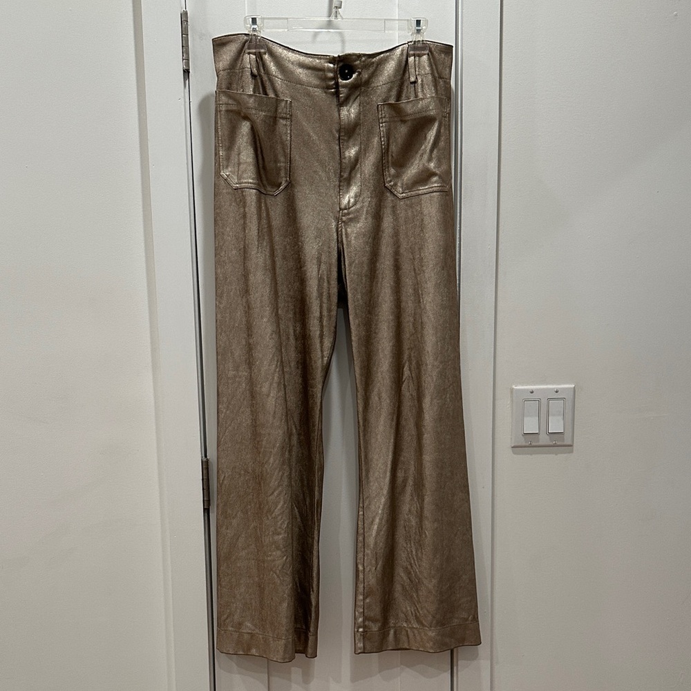Anthropologie Maeve Colette Metallic Gold Pants Size 31T